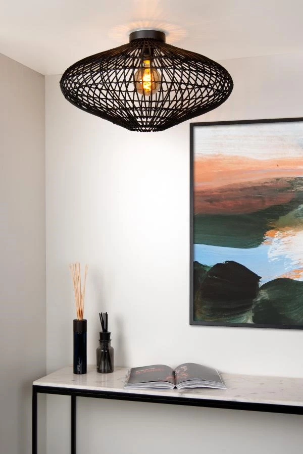 Lucide MAGALI - Flush ceiling light - Ø 56 cm - 1xE27 - Black - atmosphere 2